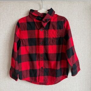 Cat & Jack Red and Black Plaid Button-Down Shirt